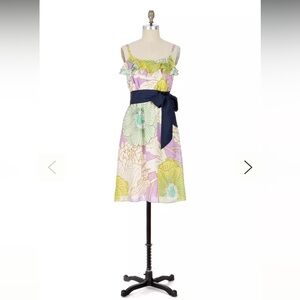 Anthropologie Maeve Aqueous Grove Silk Slip Dress Sz 4